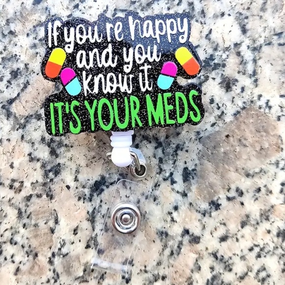 NEW| 1pc Funny Retractable Nurse Lanyard Badge Holder with Glitter - Picture 5 of 7